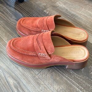 Beautiful Burnt Orange Suede Leather Slide Loafers